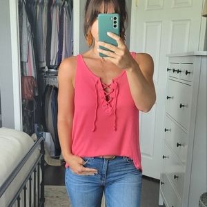 Abercrombie & Fitch Ribbed Lace Up Sleeveless Top